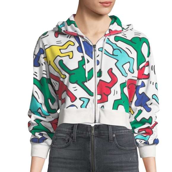 Alice + Olivia Jackets & Blazers - Alice + Olivia Keith Haring Barron Cropped Hoodie